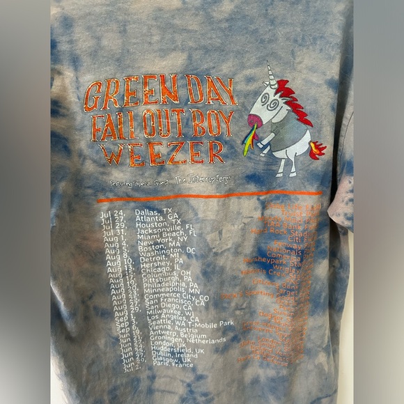 Weezer Green Day Fallout Boy Hella Mega Acid Washed Tour T-Shirt Size Medium - Picture 13 of 15